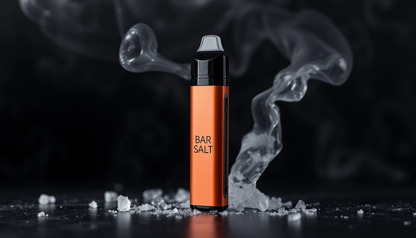 Bar Salt 6000 disposable vape showcasing its vibrant design and highlighting key features like 6000 puffs and high nicotine salt flavors